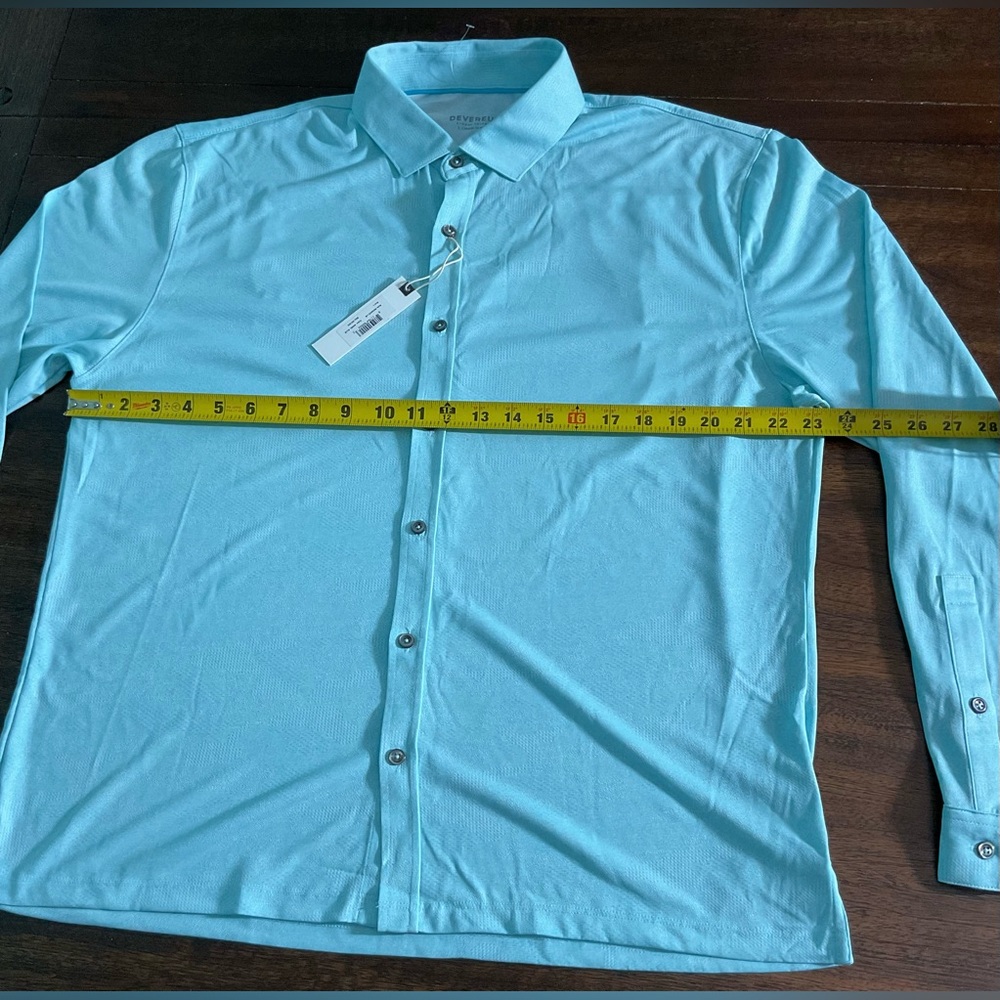 DEVEREUX MONOCO LONG SLEEVE GOLF POLO CASUAL SHIRT SIZE Large 1903 AQUA NEW